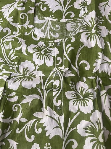 Image of OFEEFAN Women's Plus Size Cotton Nighty, Printed Full Length Maxi Night Gown, Soft Breathable Nightdress Sleepwear for Curvy Women, 3XL to 7XL