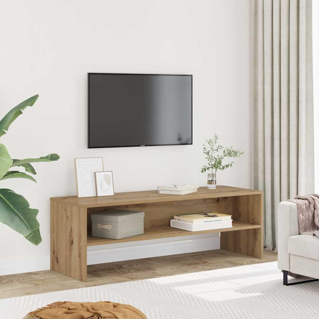 Mobile TV marrone in rovere Artisan, 120 x 40 x 40 cm, con vano portaoggetti e cassetto, moderno, per soggiorno, camera da letto, home theater, salvaspazio e robusto