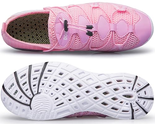 Image of DOUSSPRT Women's Water Shoes Quick Drying Sports Aqua Shoes PinkWhiteMesh 7