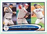 Clayton Kershaw, Roy Halladay, Cliff Lee 2012 Topps 2011 National League Earned Run Average Leaders #297- Philadelphia Phillies, Los Angeles Dodgers