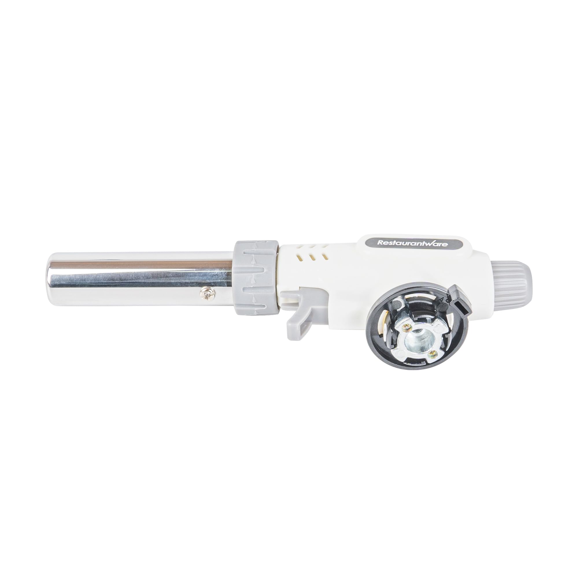 Restaurantware -RW Pyro Creme Brulee Antorcha con llama ajustable, 1 soplete culinario recargable, tanque de gas butano no incluido, sin acampanado, blanco, para hornear, cocinar, barbacoa y más