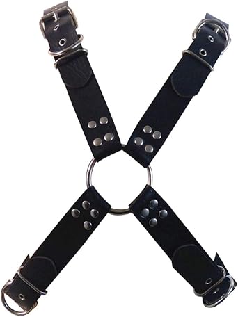 Mens Black Leather Body Chest Harness Straps Adjustable Shoulder Cage Belt Clubwear Costume