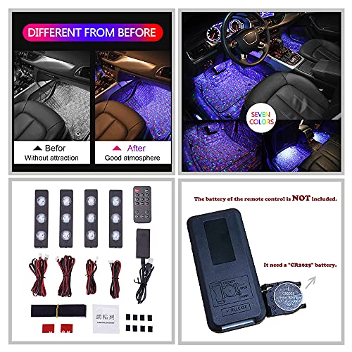 Car Interior Ambient Lights Star Projector Lights, Remote Control Sound Active Atmosphere Lamp For Car Carpet Lights #TOP3