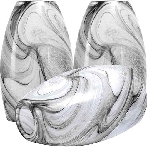 Image of GO&SO Glass Pendant Light Shades 3Pcs,7.8 inch H x 4 inch D,Grey Gradient,Oval | 1.57 inch Fitter E26 Base,Hand-Blown Art Fixtures,Chandelier Shades for Kitchen Island,Hanging Light Shades