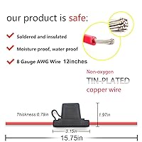 Vista 2 de VANTRONIK Portafusibles en línea impermeable Maxi con cable de calibre 8 AWG de 15.8 pulgadas de largo, apto para fusibles de hoja grande de hasta