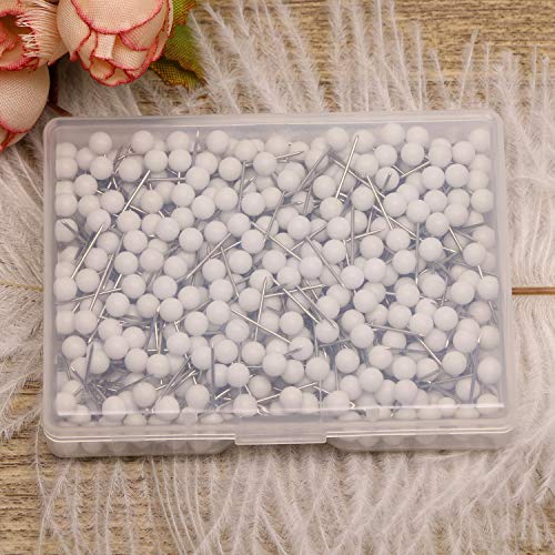 Tupalizy 1/8 Inch Small Round Ball Head Decorative Push Pins Map Thumb Tacks For Travel Map Art Picture Photo Canvas Bulletin Cork Board Wall Diy Craft Home School Office Use, 500Pcs (White) #TOP4