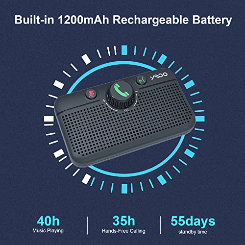 Ymoo Bluetooth 5.0 Car Speaker,3 W X 2 Powerful Sound,40H Working Time Bluetooth Hands Free Car Kit With Cvc 8.0 Noice Concelling Calling, Motion Auto On, Siri Google Assistant Support #TOP6