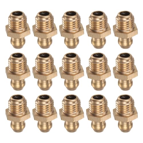 Image of HARFINGTON 15pcs Brass Straight Grease Fitting M8x1mm Metric Thread Hydraulic Grease Nipple Accessories for Car