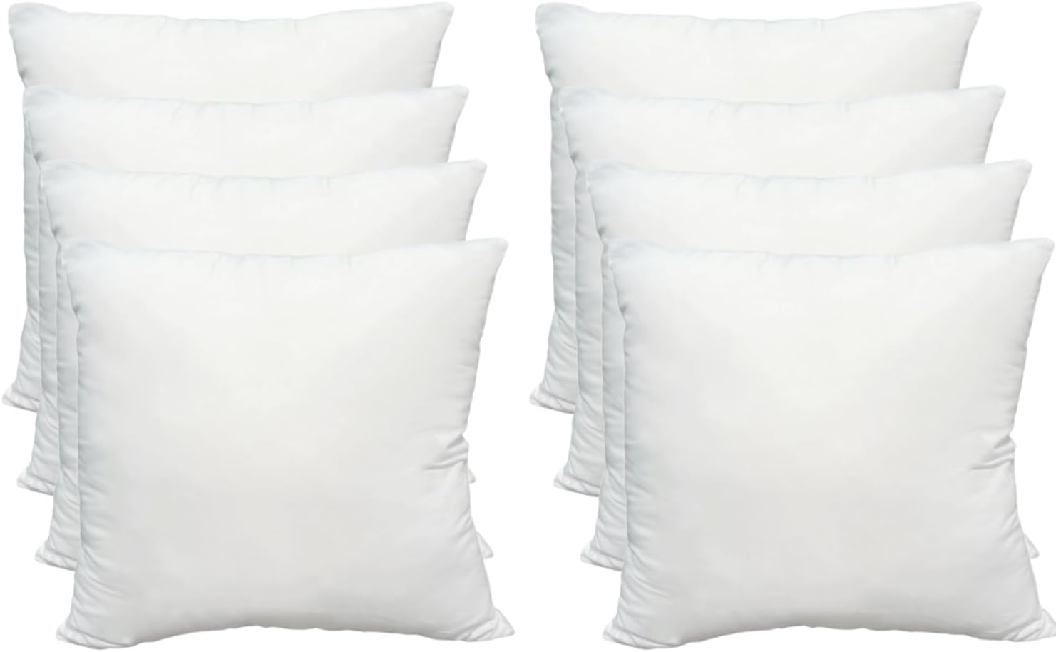 Obruosci Luxury Throw Pillow Inserts, Pack of 8, 18 x 18 inches Hypoallergenic Ultra Soft White Polyester Microfiber Durable Couch Cushion Fillers