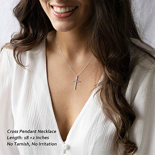 M MOOHAM Cross Necklace for Women, Silver Cross Pendant Necklace for Women — view 2