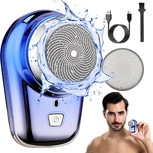 Zynewa Rotary Mini Rasoir Electriques Hommes,Rasoir de voyage portable Tondeuse à barbe,rasoir humide et sec pour hommes,Rasoir rechargeable USB,rasoir électrique lavable pour la voiture et le voyage.