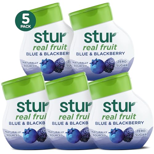 Image of Stur Liquid Water Enhancer | Blue & Blackberry | Naturally Sweetened | High in Vitamin C & Antioxidants | Sugar Free | Zero Calories | Keto | Vegan | 5 Bottles, Makes 120 Drinks