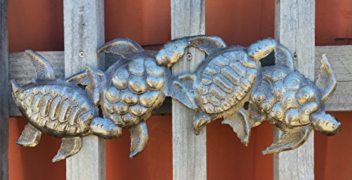 Small Metal Turtles, Decorative Sea Life Wall Hanging Figurines, Authentic Upcycled Artwork Form Haiti, Handmade 6 X 17 Inches #TOP1
