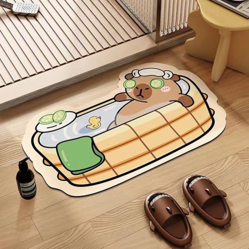 Tapis de bain en capybara absorbant en diatomite pour la douche - 4