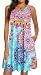 Summer Beach Dresses for Women Tshirt Sundresses Boho Casual Sleeveless Floral Shift Pockets Swing Loose Damask Sky Blue Medium