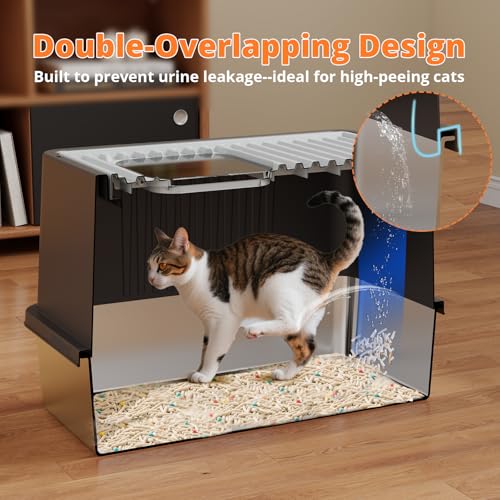 Caja de arena para gato XXL de acero inoxidable con tapa miniatura 3