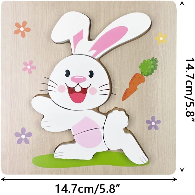 Anditoy 4 Pack Easter Wooden Puzzles Toys for Kids Toddlers Easter Basket Stuffers Gifts Party Favors