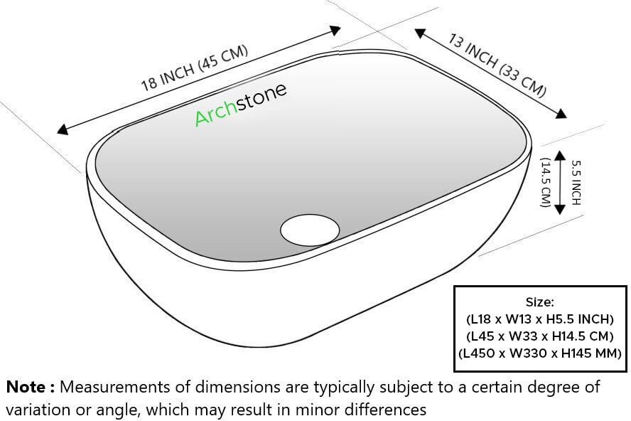 Image of Archstone Wash Basin for Bathroom-1 Yaer Warranty- Tabletop Washbasin - Ceramic Glossy Rectangle Designer Moroccan Countertop Vessel Sink, Dining Hall & Vanity 33x45x14.5 cm (Luxury Strip Design)
