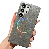 CrazyLemon 適用 Samsung Galaxy S24 / S25 ケース かわいい おしゃれ キラキラ [MagSafe対応] マグネット搭載 ワイヤレス充電対応 Samsung S24 / S25 用 スマホケース 薄型 軽量 ハード PC + ソフト TPU 保護カバー 耐衝撃 傷防止 レディーズ 女性用 人気 (グレー)