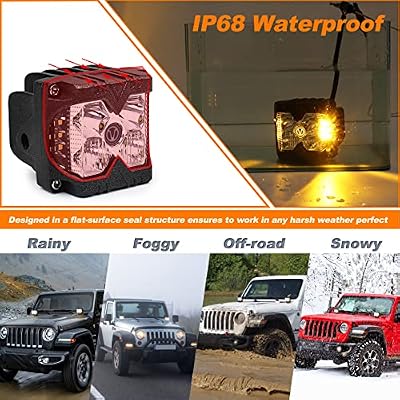 Side Shooter Led Lights, IP68 Waterproof LED Pods with Separate Solid & Strobe Amber Dual Side Cube Driving Lights Compatible with Truck Jeep Motorcycle ATV SUV 4x4
