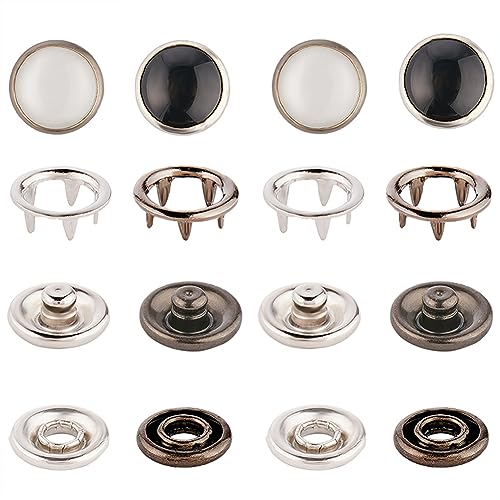 GORGECRAFT 40 Sets Pearl Snaps Fasteners 2 Colors Pearl-Like Button Western Shirt Clothes Popper Studs Brass Snap Buttons Garment Buttons for Costume Jacket Coat Accessories