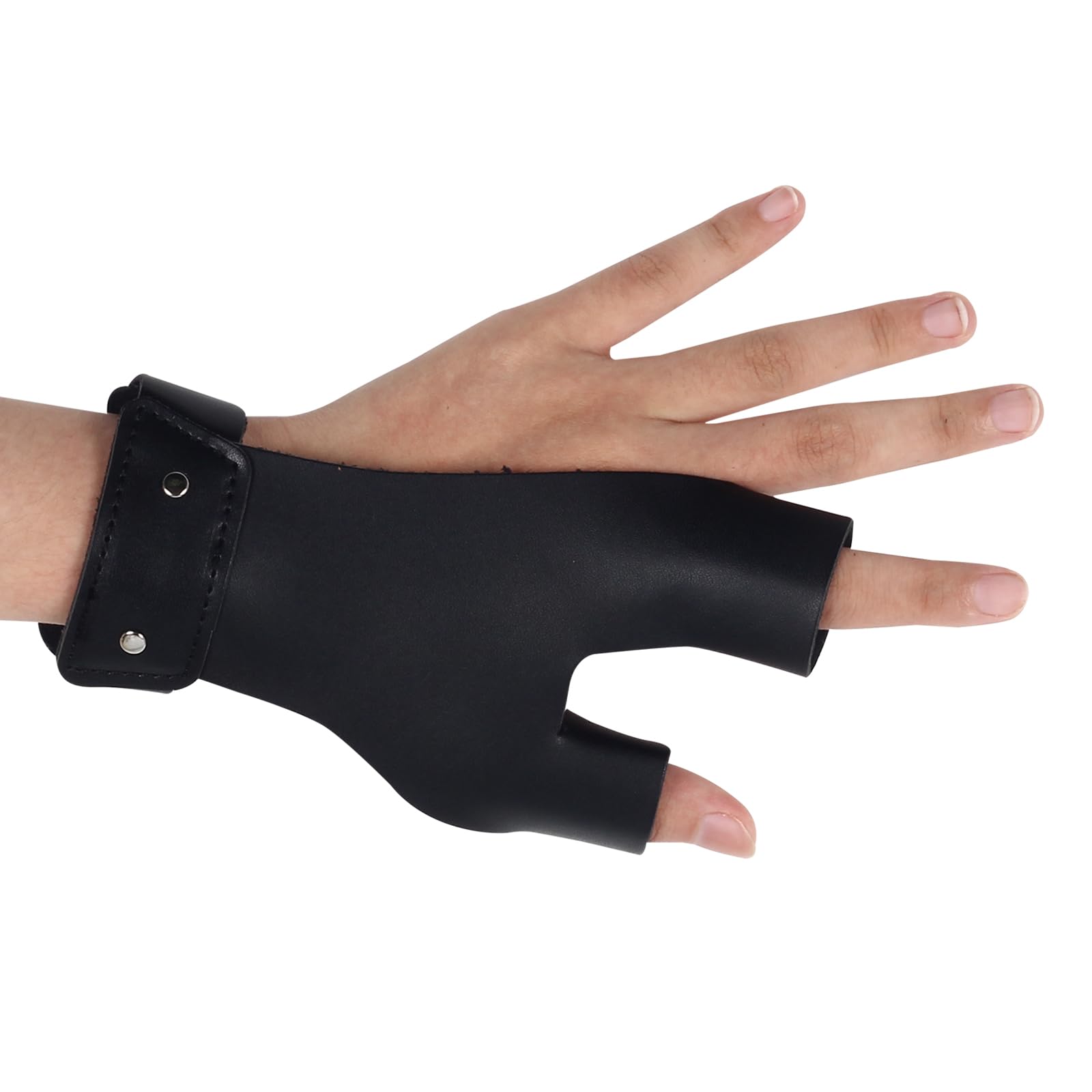 SOPOGER Archery Shooting Glove Hand Guard Finger Protector Youth Adult Protective Leather Finger Guard Left Hand for Traditional Recurve Compund Bow Outdoor Hunting Practice