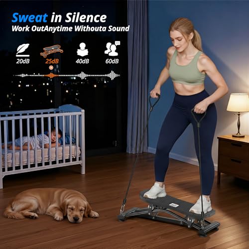 Image of RYGEO Balance Board with Resistance Bands, Versatile Rocking Stepper, Wobble Board Featuring LCD Monitor, 330 lbs High-Capacity Ski Twister Trainer for Full Body Exercise at Home