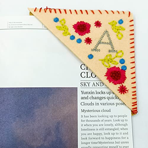 Personalized Corner Bookmark For Women, Embroidery Bookmark With Letter A, Felt Triangle Bookmark, Cute Flower Book Marks For Book Lovers #TOP7