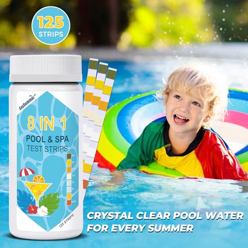 Salt-Water Pool Test Strips Kit: 125 Counts 8-in-1 for Salt Water Pool Testing Kit, Salt Pool Test Strips for Hot Tub Spa Testing Salt Chlorine pH and More - Thumbnail 6