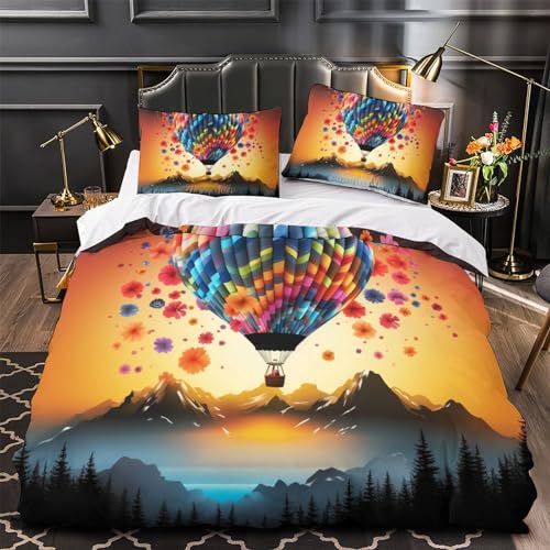 Housse de couette microfibre 3D motif montgolfière lit king size - 4