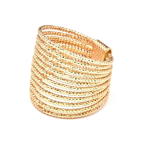 LUXENTER Anillo con Circonita Brillante acabado en Oro 18K. Color Dorado. Joyas para Mujer   Modelo Mika