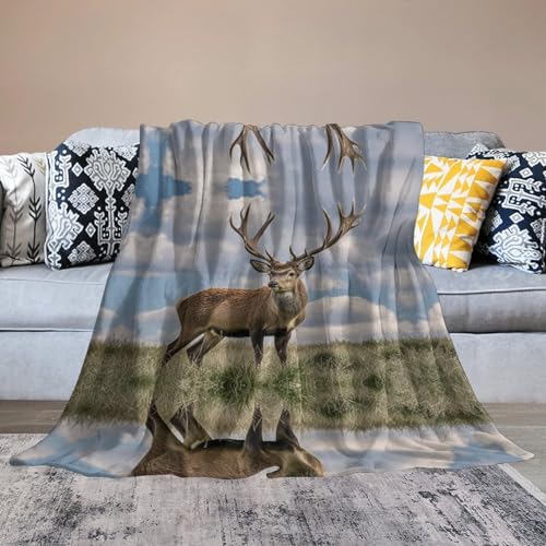 Couverture en flanelle élan plaid doudoune chaud 150x200 cm