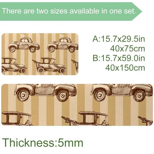 Tapete de cocina de 2 piezas absorbente lavable con coches retro 4