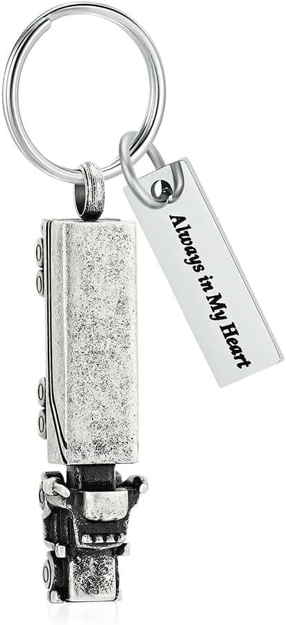 BIAIHQIE Cremation Jewelry Small Urn for Human/Pet Ashes Keepsake Memorial for Men/Boy Stainless Steel Pendant-Silver