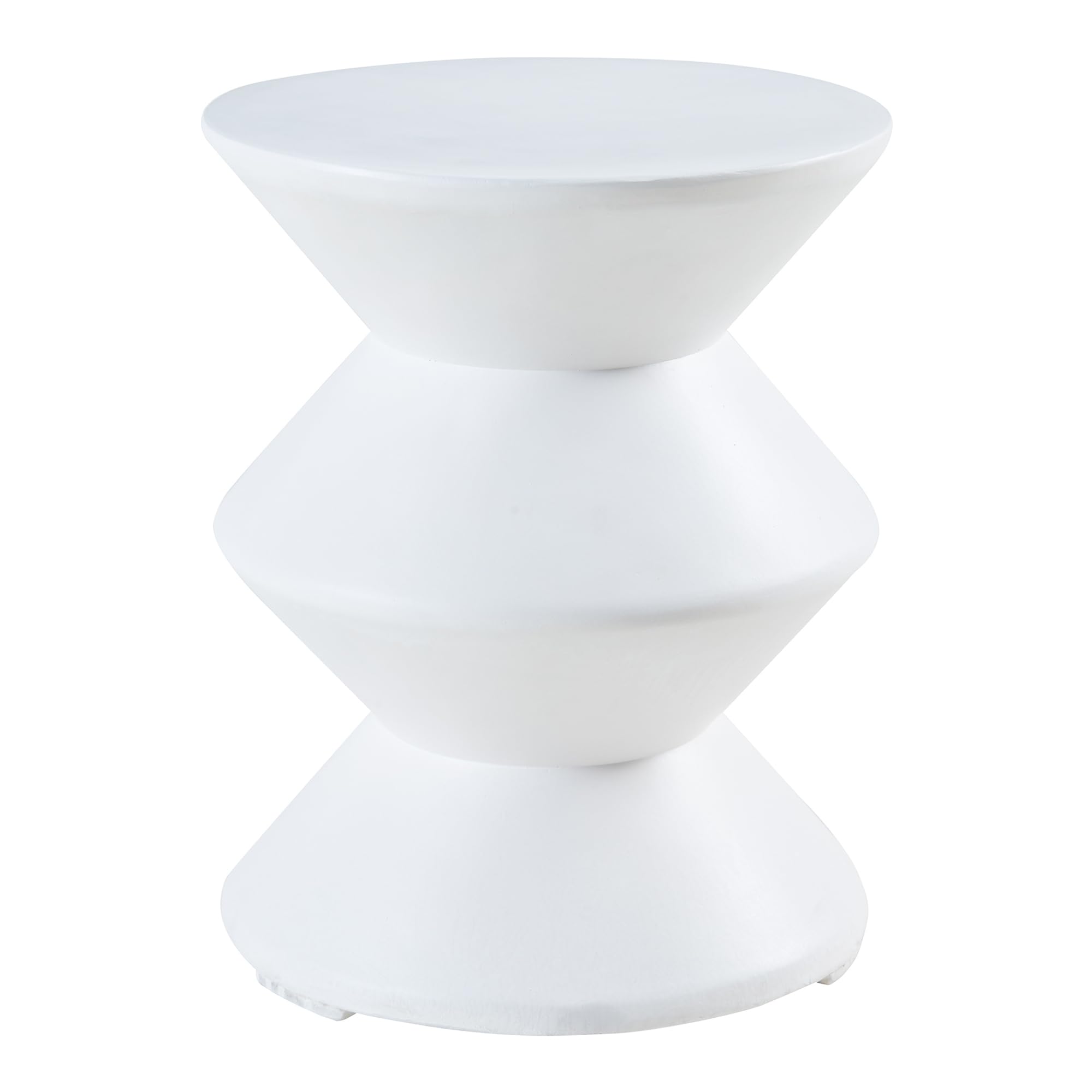 [en.casa] Tavolino da Divano Tavolo Basso Rotondo in Calcestruzzo Leggero Tavolino da Caffè Design per Interni ed Esterni Coperti 47xØ37 cm Bianco
