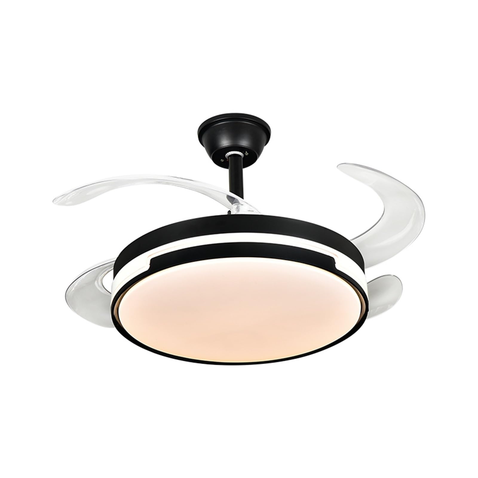 ERETYRET Ceiling Fan Invisible with Retractable Blades and Remote Control Fandelier Fan Light Luminous Led Lamp Metal Quiet Cooling(Black,52 inch)