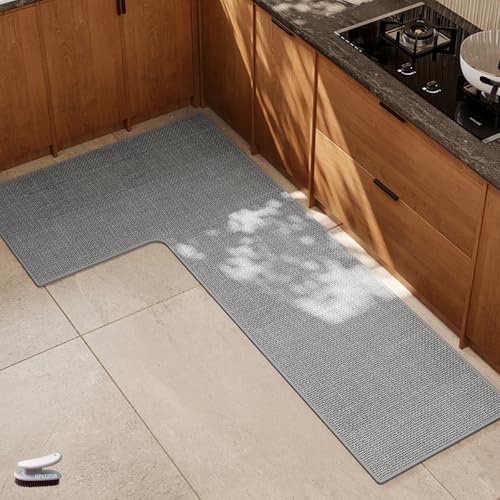 L Shaped Rug Corner Kitchen Rugs Non Slip Washable Mat,