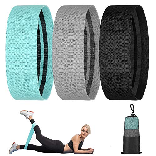 Leg and Hip Exercise Resistance Band, Upgraded Thicker Non-Slip and Rolling Gym Hip Protector, Mini Hip Loop Slider Fitness Thigh Hip Band Set (Men's and Women's) with Tension Belt Bag