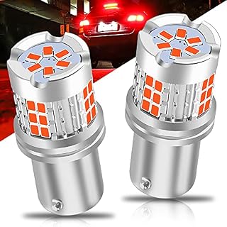 Sidaqi 2PCS 1157 BAY15D P21/5W LED Bulbs,Extremely Bright 30SMD 3020 800LM 12-24V Replacement for Car LED Brake Light Backup Reverse Stop Tail Position Light Bulbs-Red