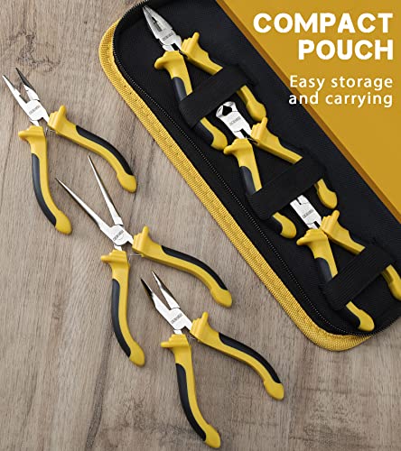 Dowell 6-Piece Mini Pliers Set Needle Nose Diagonal Long Nose Bent Nose End Cutting And Linesman For Making Crafts Repairing Electronic Devices With Pouch #TOP4
