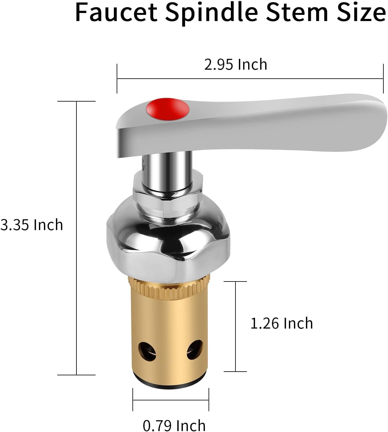 KWODE Brass Eterna Spindle Assembly Replacement Valve for Wall Mount Commercial Pre Rinse Faucet, Hot Side Lever Handle Faucet Stem Assembly Cartridge Faucet Valve, Red