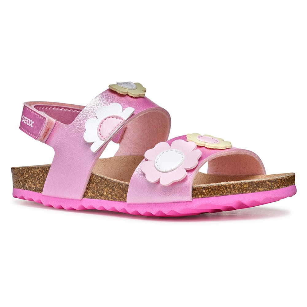 Geox J Adriel Girl D, Girls’ Sandal, Dk Pink/Lt Yellow,