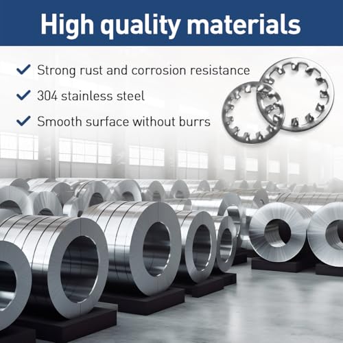 BOUMVID 15 Stück M8 Zahnscheibe Sicherungsscheiben, Edelstahl 304 Zahnscheiben Innenzahn Gezackte Klemmscheiben Größensortiment Sortiment Federringe Unterlegscheiben für Schraubenbefestigung