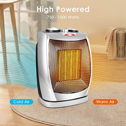 Space Heater, Portable Space Heater with Adjustable Thermostat-1500w with Overheat Protection & Tip-Over Protection Personal Mini Heater Overheat Protection and Safety Cut-Off For the Home and Office - Thumbnail 3