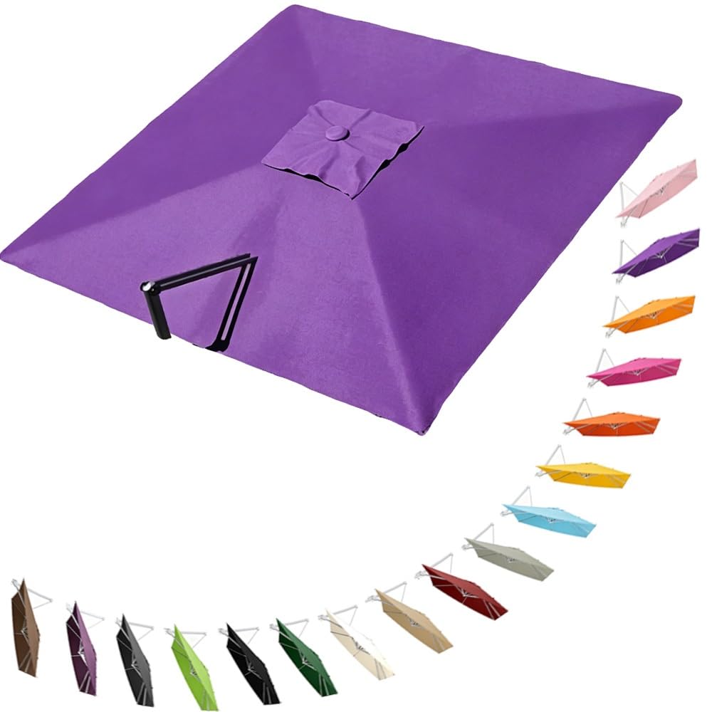 HAEKEBC Square Offset Umbrella Canopy Cantilever Patio Umbrella Replacement Canopy 8 Ribs Parasol Replacement Canvas For Yard Pool(Purple,2.5x2.5m (8.2x8.2ft))