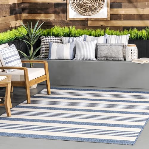 nuLOOM Robin Multi Stripe Indoor/Outdoor Area Rug, 3×5, Blue