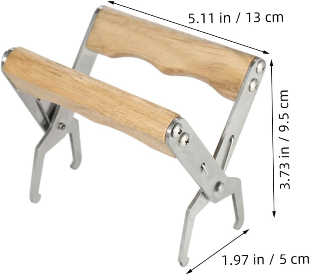 Sewroro 4pcs Stainless Steel Beehive Frame Gripper Tool with Wood Handle for Beekeeping Harvesting Equipment, Hive Frame Lifter Clamp for Professional and Beginner Beekeepers