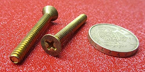 Brass Flat Head Phillips Machine Screws, FT, 10-24 Thread Size x 1-1/2" Length, 25 Pcs