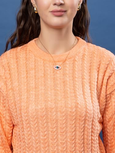 Image of Women's Cable Knit Woolen Pullover | Full Sleeve Round Neck Winterwear | Soft & Stylish Warm Sweater for Girls & Ladies