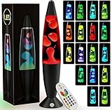 AONESY 13.5 Inch Relaxing Mood Night Light with Remote 17 Color Changing Small Liquid Motion Lamp for Kids and Adults Retro Lamp Teen Room Decor LED Black Blue Pink Red Purple Classic Motion Lamp